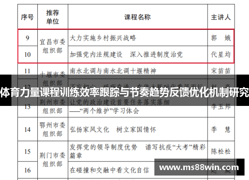 体育力量课程训练效率跟踪与节奏趋势反馈优化机制研究